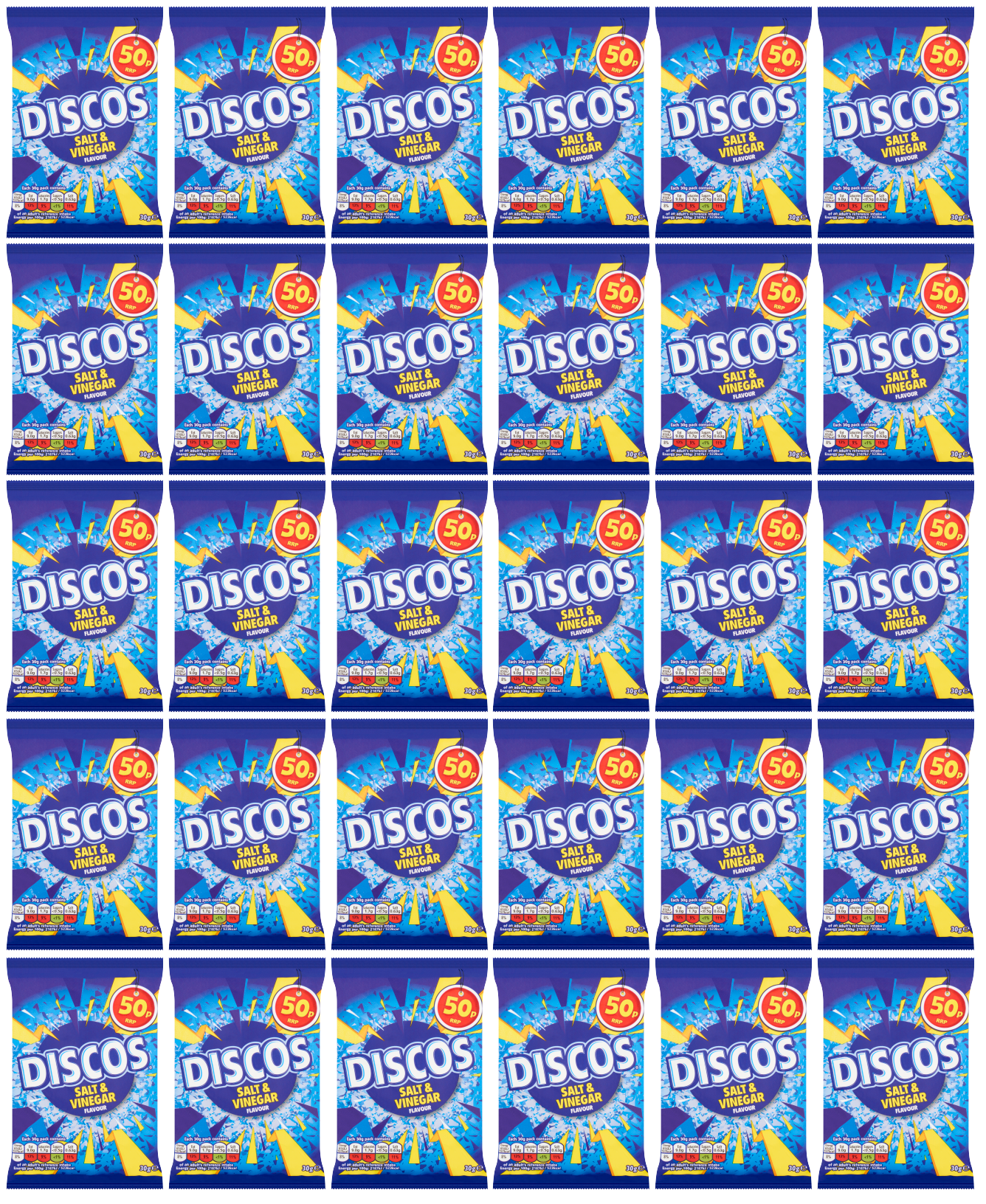 30 x Kp Discos Salt & Vinegar - 30Gm