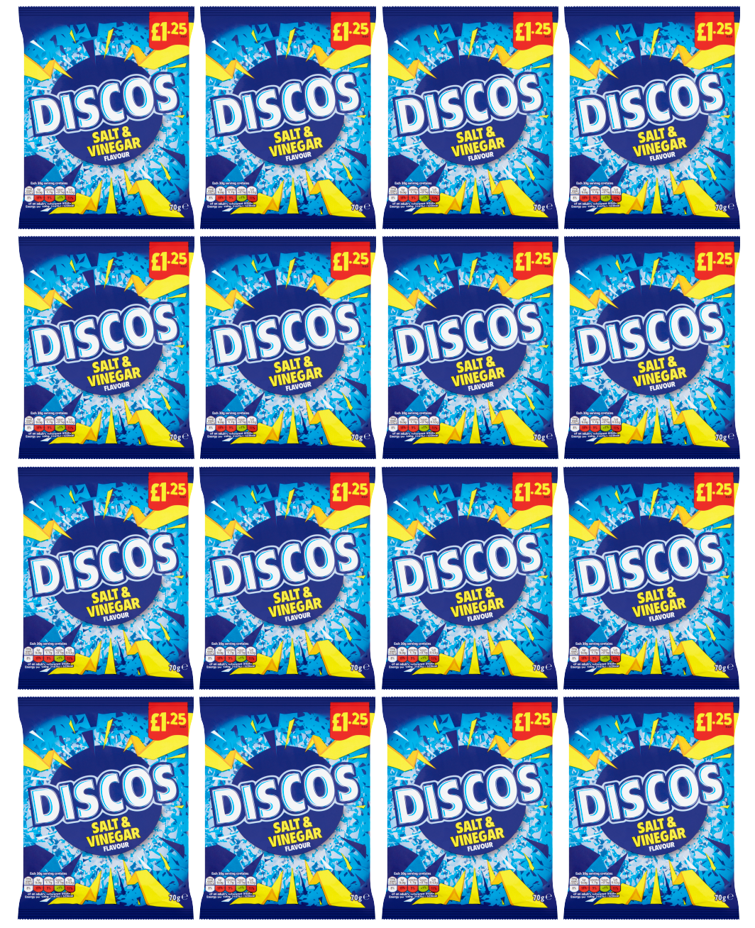 16 x Kp Discos Salt & Vinegar - 70Gm