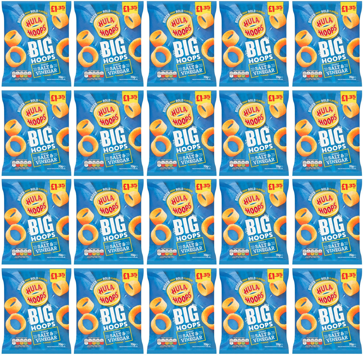 20 X Kp Big Hoops Salt & Vinegar - 70Gm