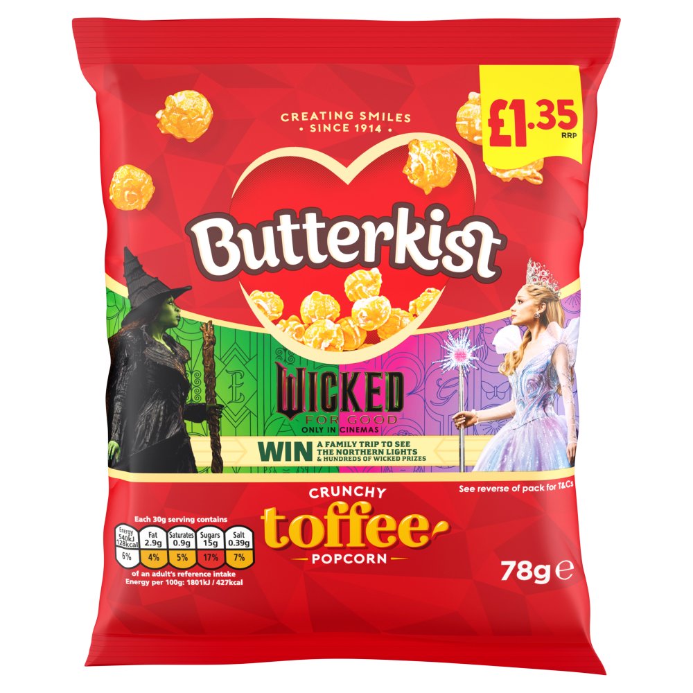 16 x Butterkist Crunchy Toffee Popcorn - 78GM