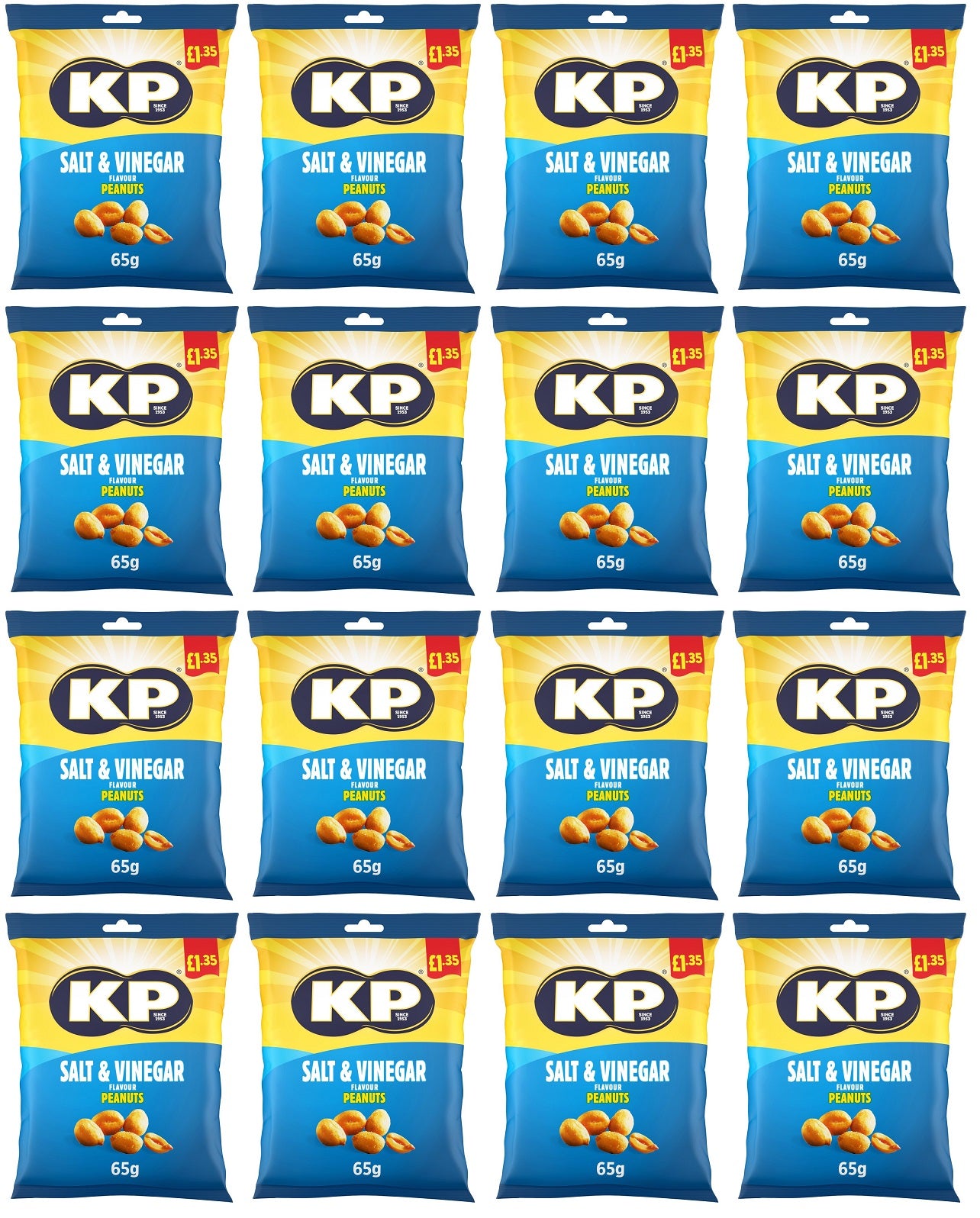 16 X Kp Salt & Vinegar Peanuts - 65Gm