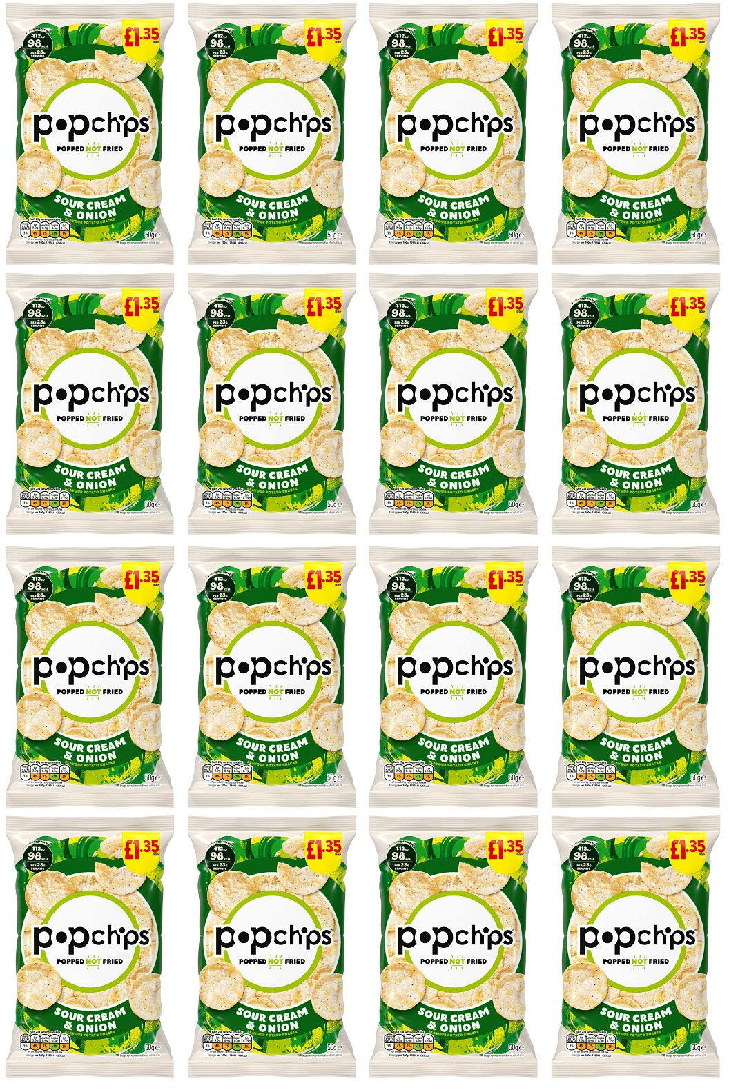 16 X Kp Popchips Sour Cream & Chive - 50Gm