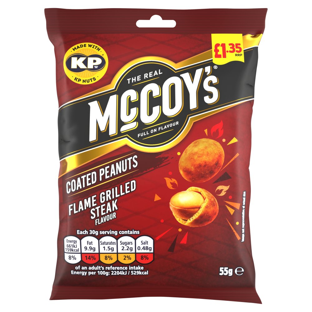 16 X Mccoys Coated Nuts Flame Grilled Steak - 55Gm