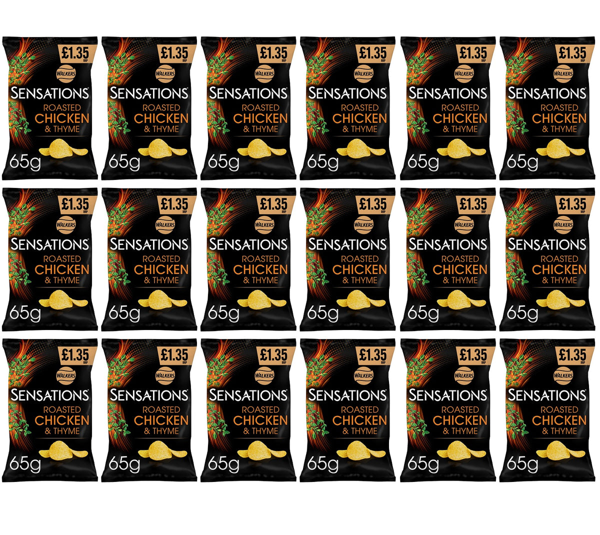 18 X Sensations Chicken & Thyme Crisps - 65Gm