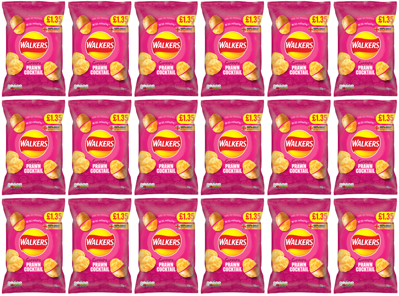 18 x Walkers Prawn Cocktail - 70GM