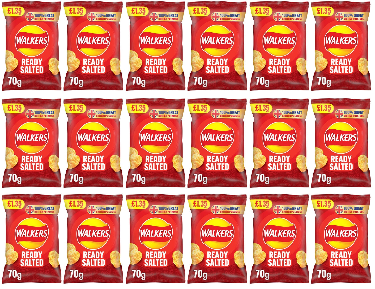 18 x Walkers Ready Salted - 70GM