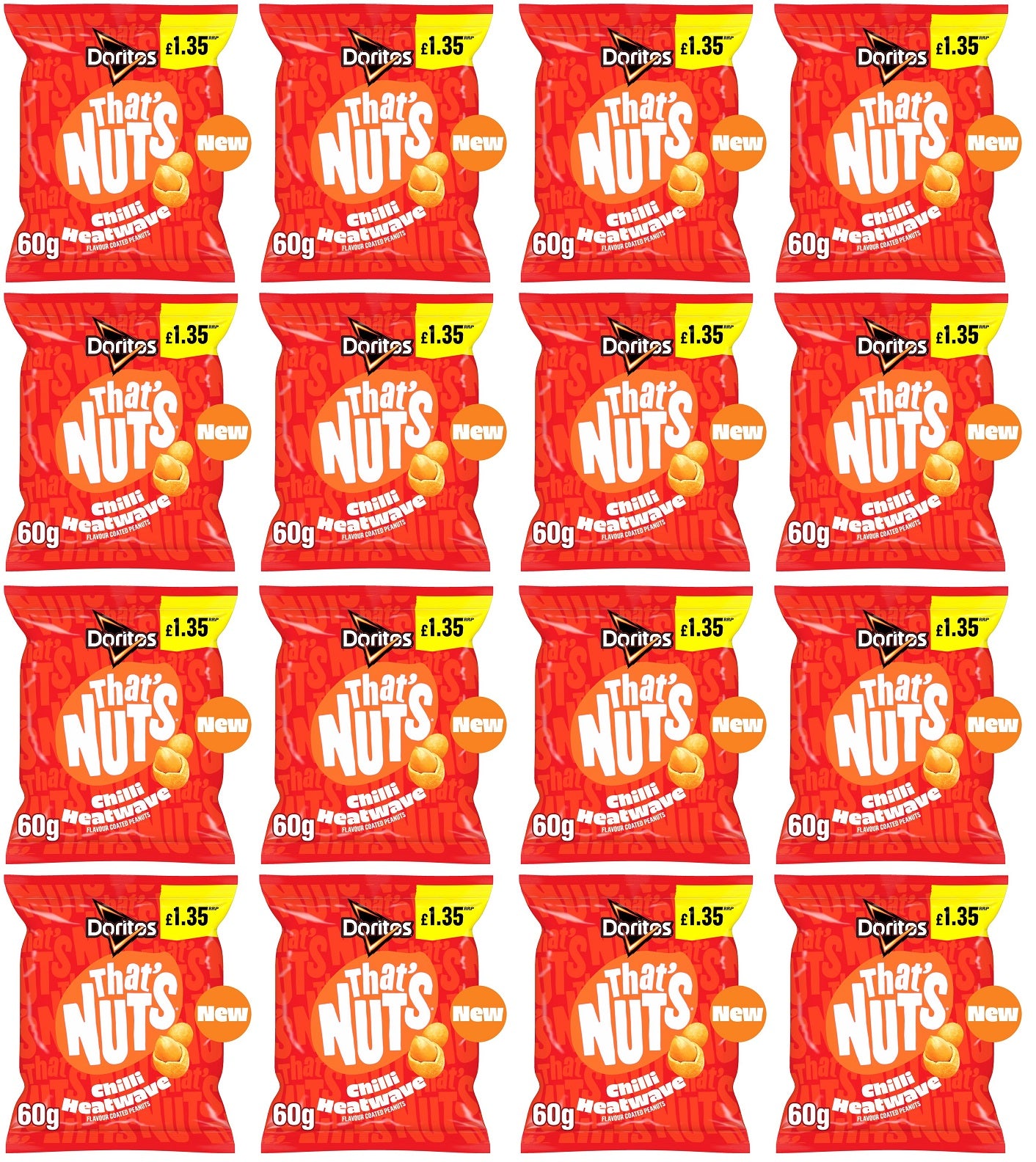 16 X Thats Nuts Doritos Chilli Heatwave - 60Gm