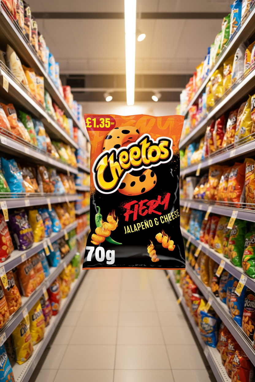 12 X Cheetos Twisted Fiery Jalapeno & Cheese - 70Gm
