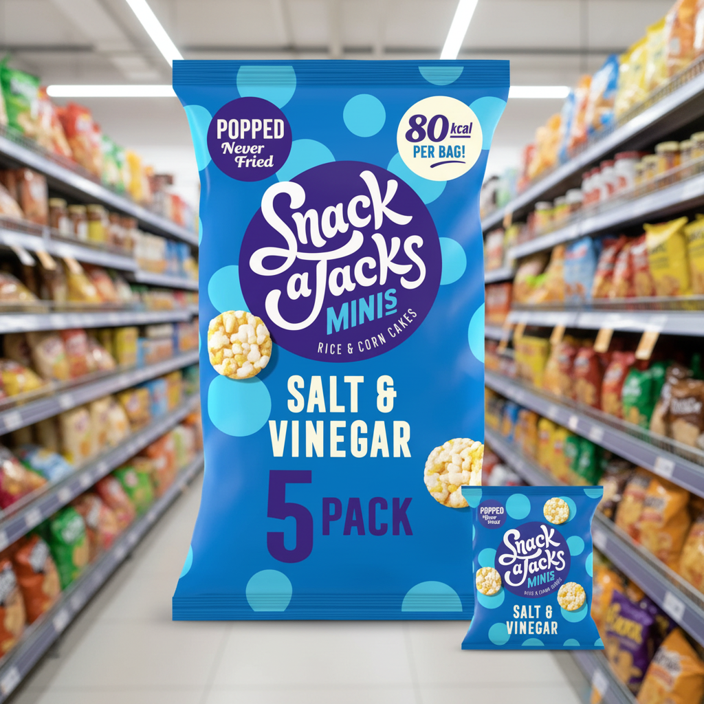6 X Snack A Jacks Minis Salt & Vinegar 5Pk - 5X19Gm