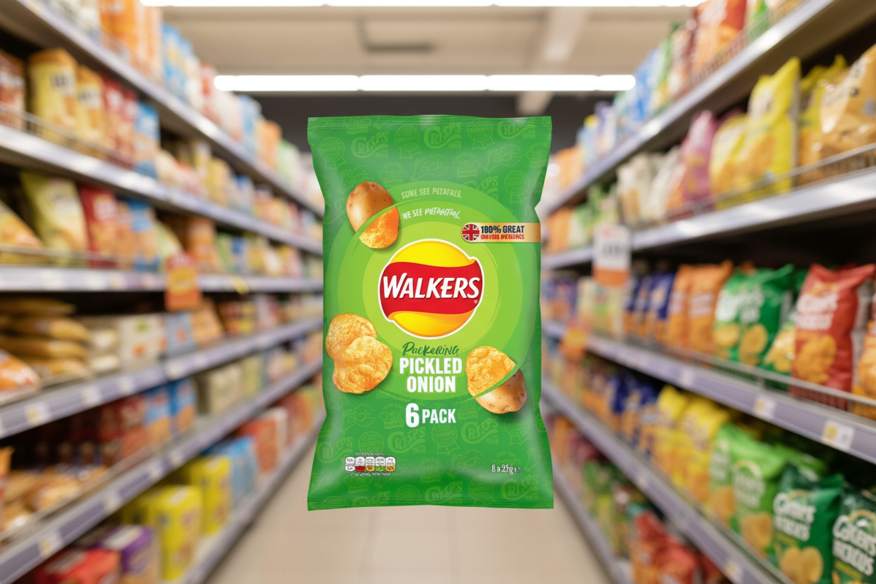 12 x Walkers Pickled Onion 6Pk 6X25Gm