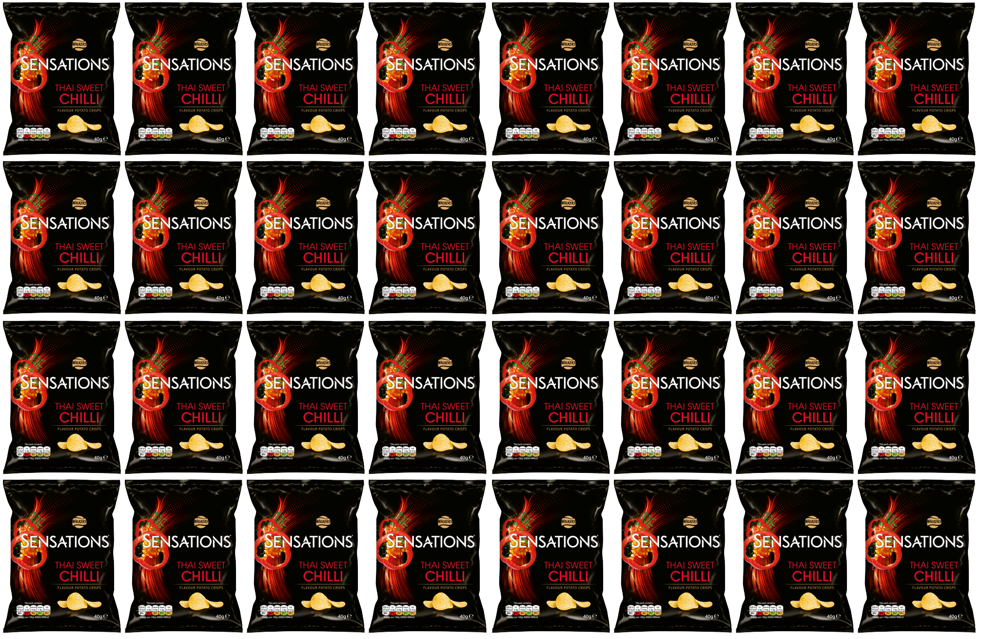 32 x Walkers Sensations Thai Sweet Chilli 40Gm