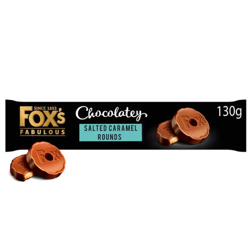 12 x Fox's Fabulous Chocolatey Salted Caramel Rounds 130G