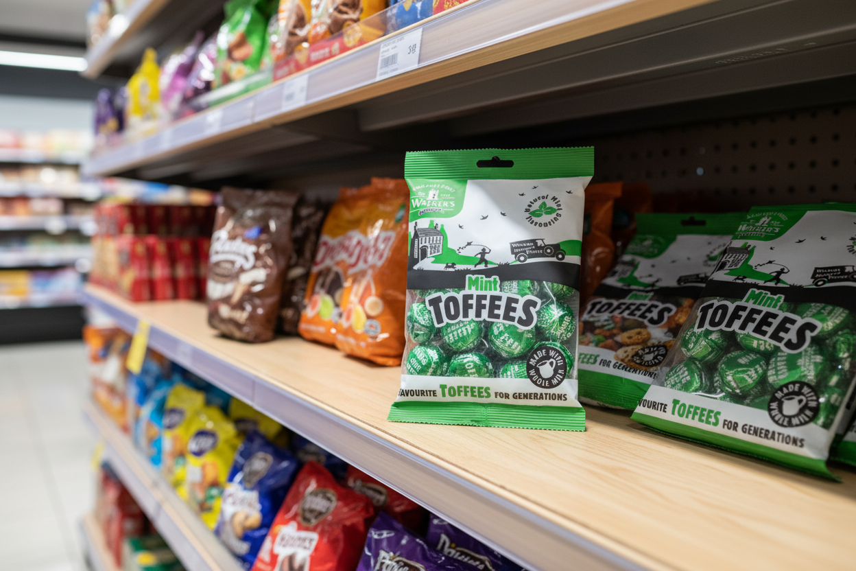 12 x Walkers Mint Toffees 150Gm