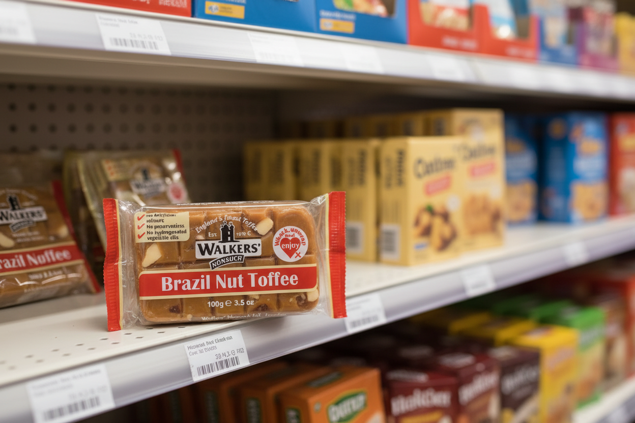 10 x Tray Walkers Brazil Nut Toffee 100Gm
