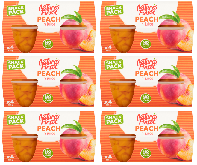 6 X Nature'S Finest Peaches 4 Pack - 4X120G