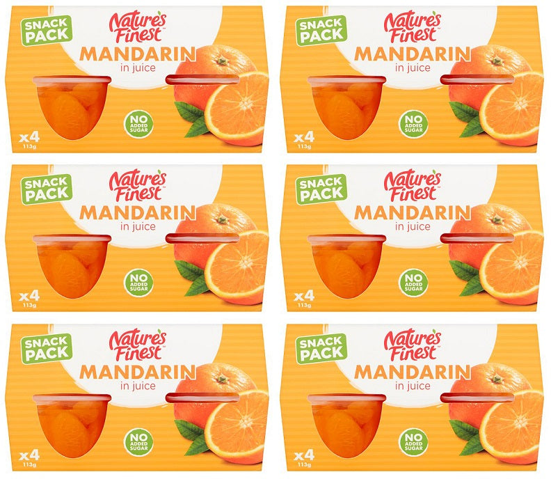 6 X Nature'S Finest Mandarins 4 Pack - 4X113G