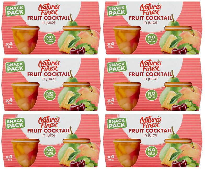6 X Nature'S Finest Fruit Cocktail 4 Pack - 4X120G