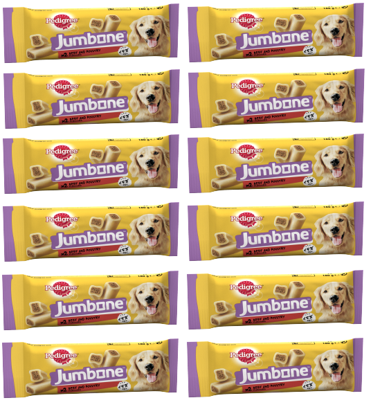 12 x Pedigree Jumbone Med Dog Treats Beef & Poultry 180Gm