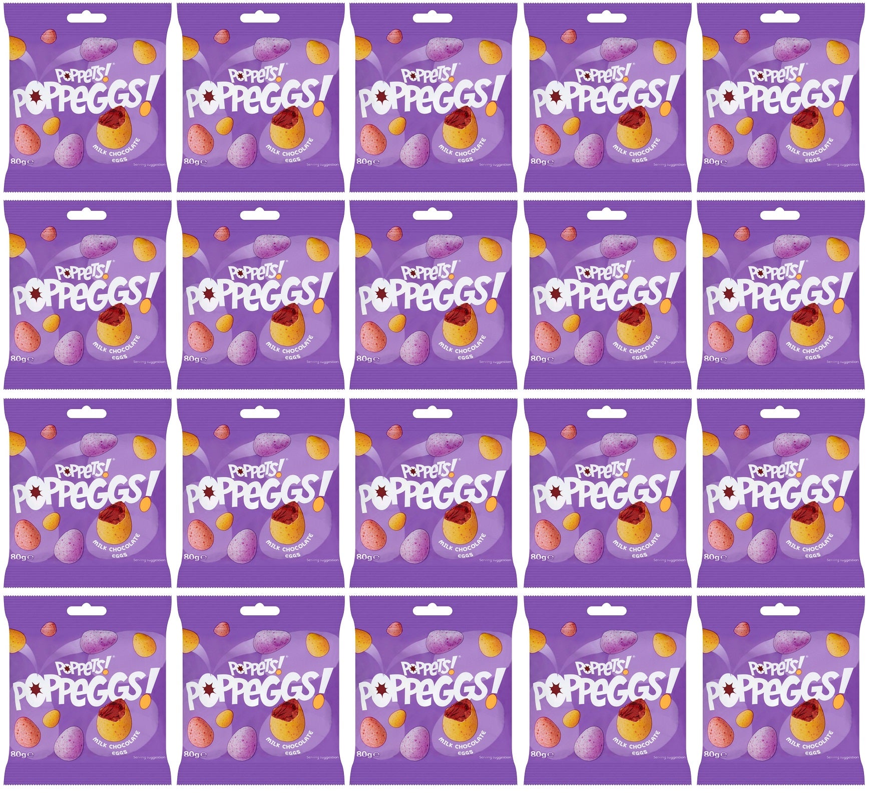 20 X Poppets Milk Chocolate Mini Eggs - 80Gm