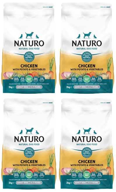 4 x Naturo Dry Adult Dog Chicken & Potato  - 2KG