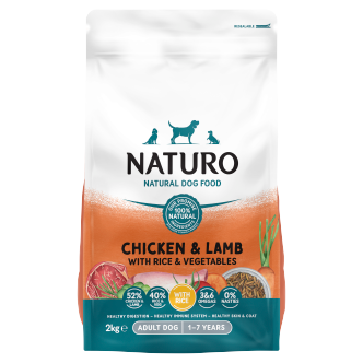 4 x Naturo Dry Adult Dog Chicken & Lamb - 2KG