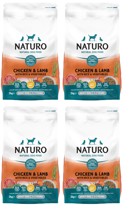 4 x Naturo Dry Adult Dog Chicken & Lamb - 2KG