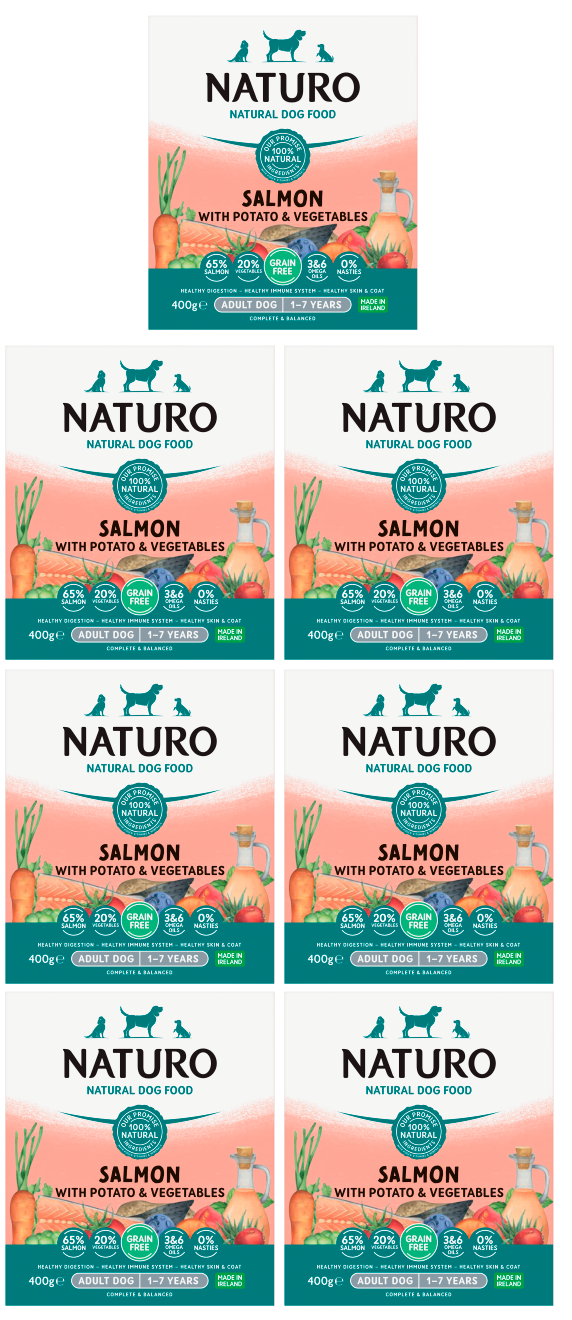 7 x Naturo Adult Dog Tray Salmon & Potato  - 400GM