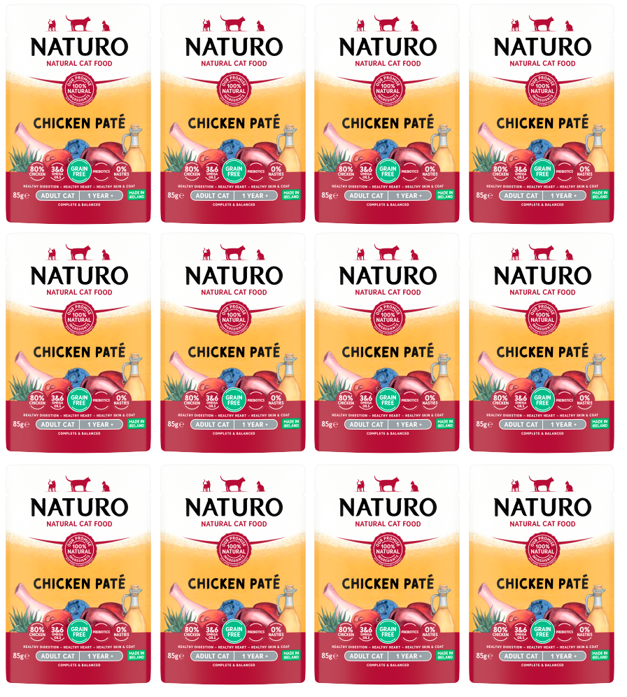 12 x Naturo Cat Pouch Chicken Pate - 85GM