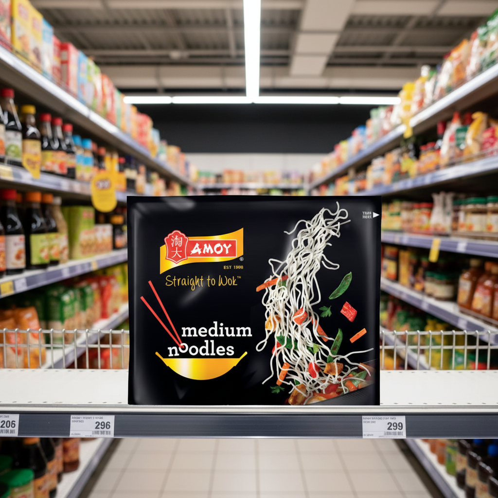 6 x Amoy Straight To Wok Medium Noodles 2X150G