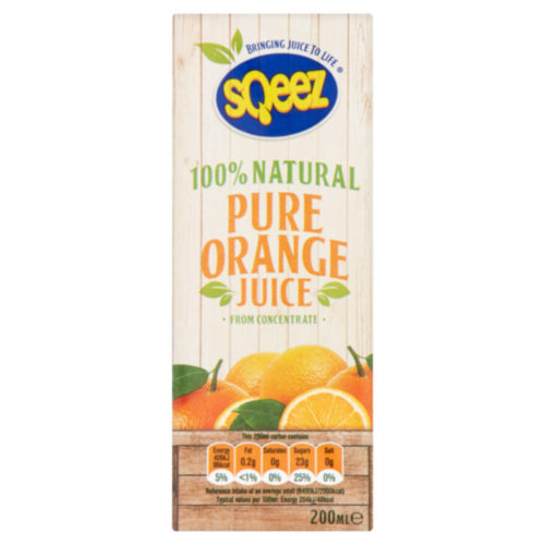 27 x Sqeez Pure Orange Juice 200Ml