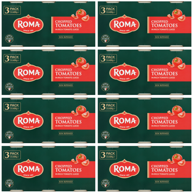 8 x Roma Chopped Tomato 3pk - 3X400G