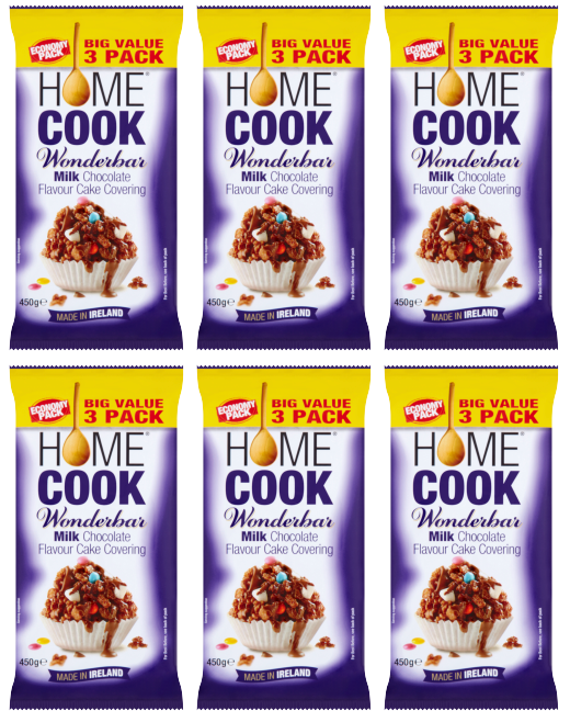 6 x Homecook Wonderbar Milk Choc  3 Pack - 450G