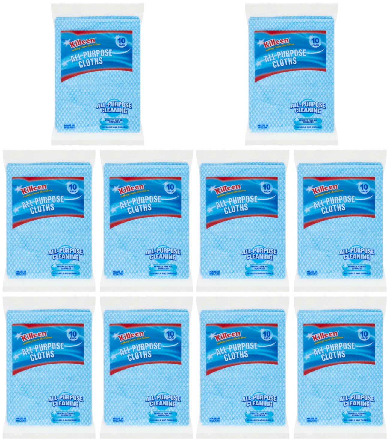 10 x Killeen All Purpose Cloths  - 10 PACK