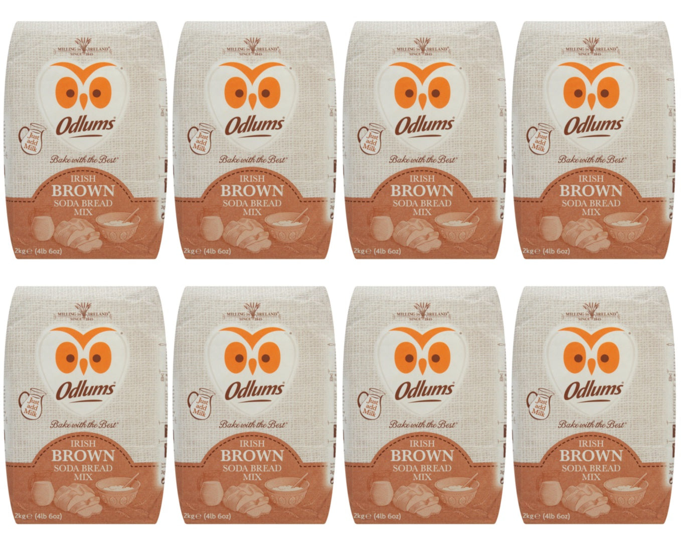 8 x Odlums Irish Brown Soda Bread Mix 2Kg