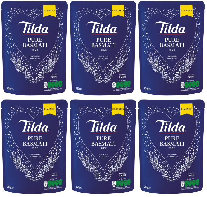 6 x Tilda Microwave Rice Pure Basmati  - 250G