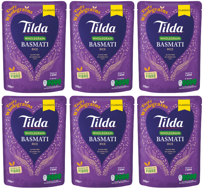 6 x Tilda Microwave Rice Wholegrain Basmati - 250G