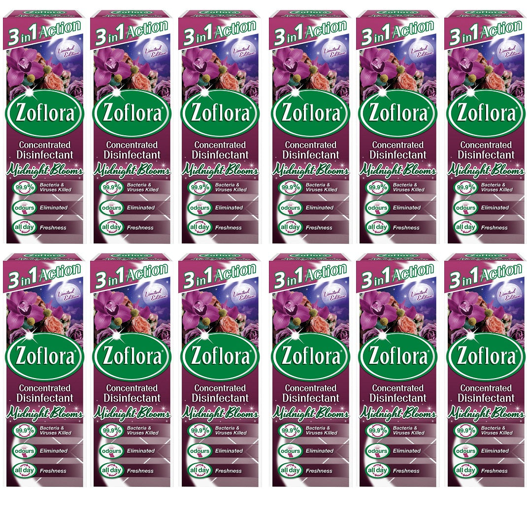 12 x Zoflora 3 In 1 Action Concentrated Disinfectant Assorted Fragrances