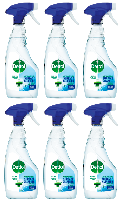 6 x Dettol Antibacterial Surface Cleaning Spray 500ml