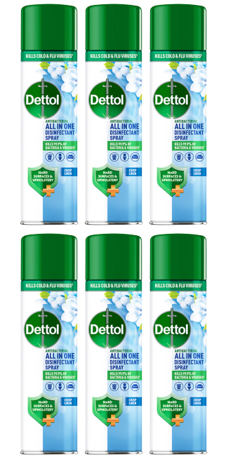 6 x Dettol Disinfectant Spray Crisp Linen - 300ML