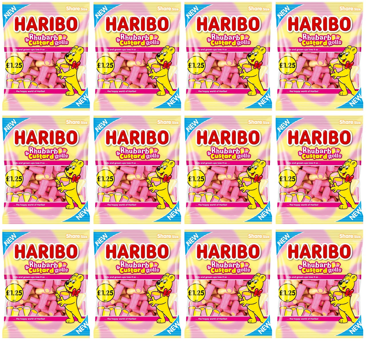 12 X Haribo Rhubarb & Custard - 140Gm
