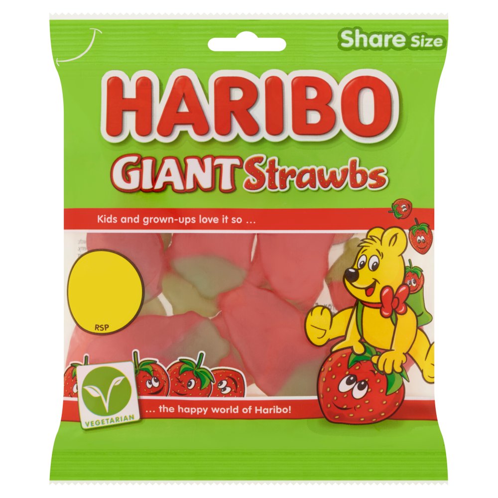 12 x Haribo Giant Strawbs (10% Extra Free) - 154GM