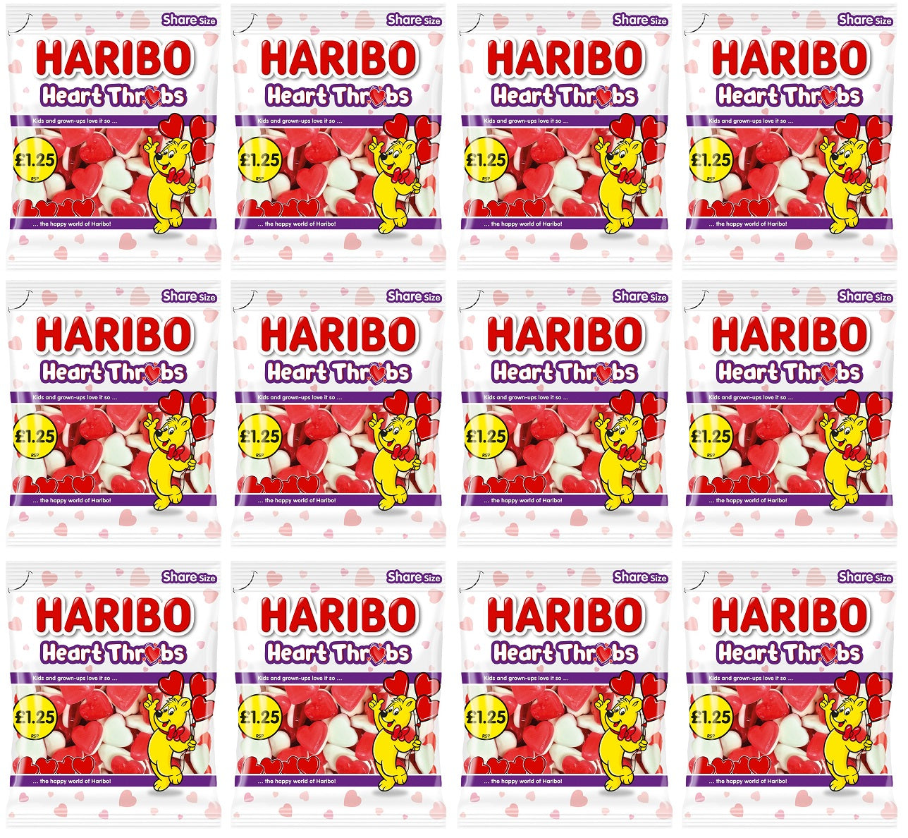 12 X Haribo Heart Throbs - 140Gm