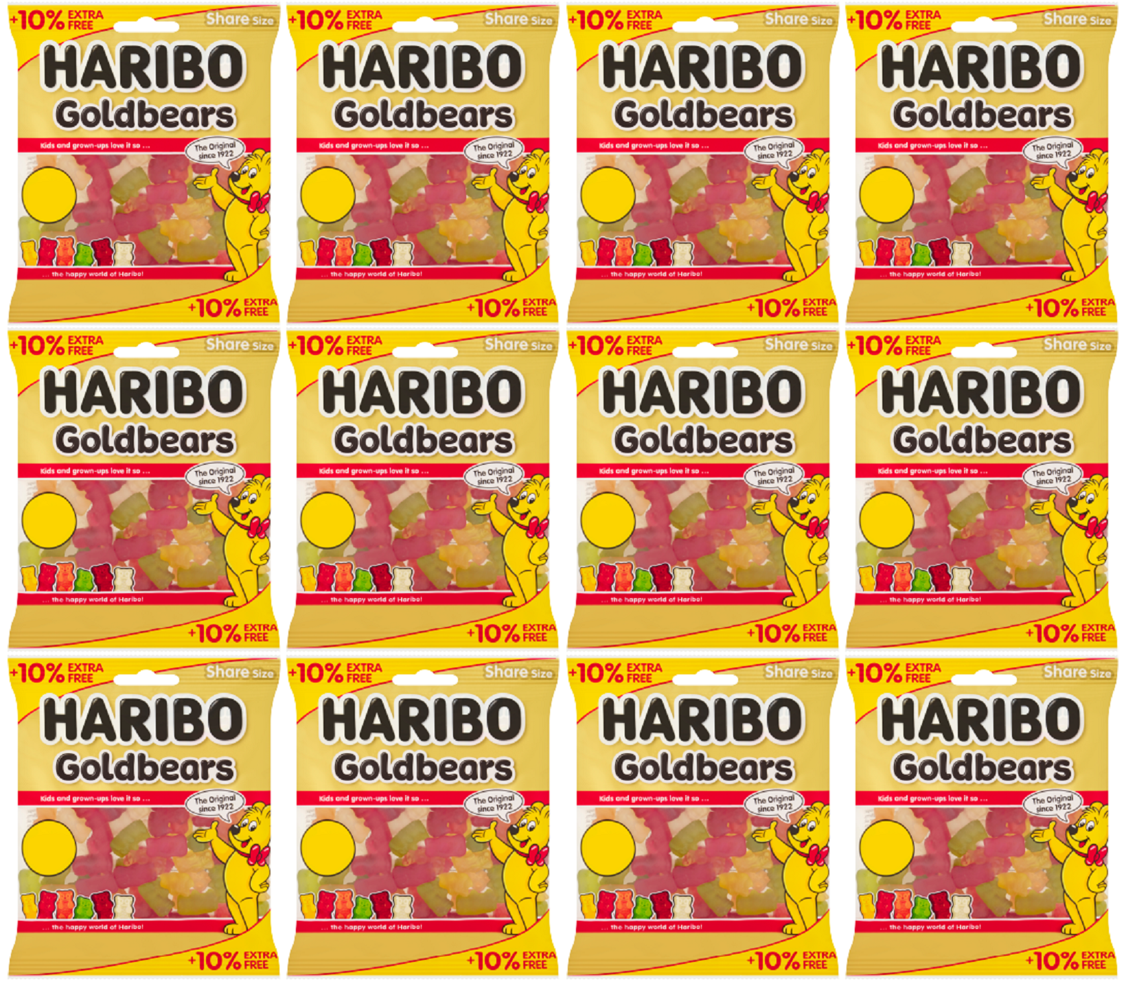 12 x Haribo Gold Bears Pmp(10% Extra Free) - 154GM