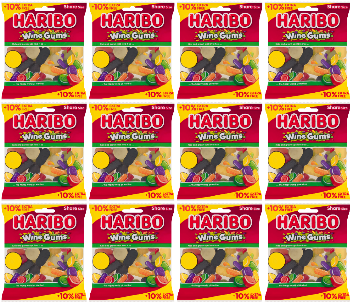 12 x Haribo Wine Gums (10% Extra Free) - 154GM