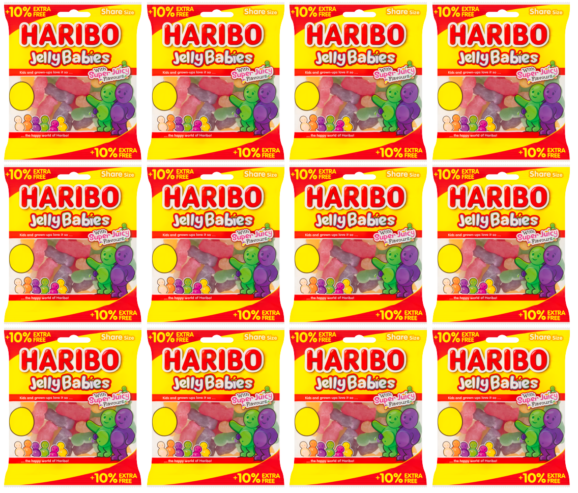 12 x Haribo Jelly Babies (10% Extra Free) - 154GM