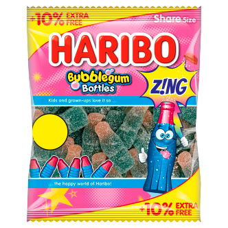 12 x Haribo Bubblegum Bottles Zing (10% Extra Free) - 176GM