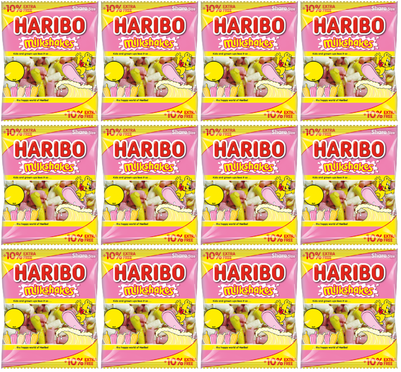 12 x Haribo Milkshakes(10% Extra Free) - 154GM