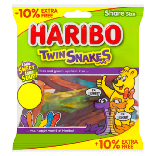 12 x Haribo Twin Snakes (10% Extra Free) - 154GM