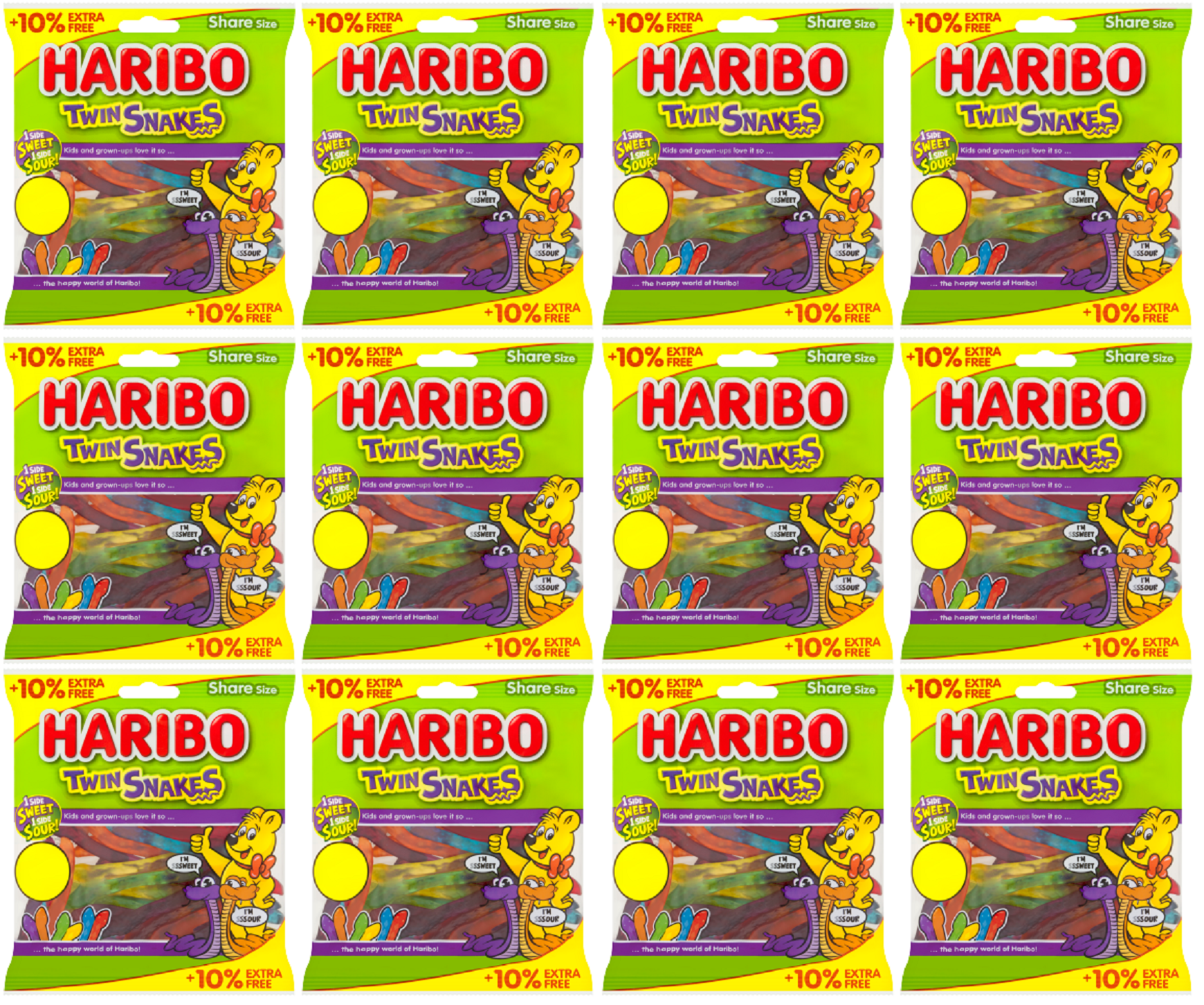 12 x Haribo Twin Snakes (10% Extra Free) - 154GM