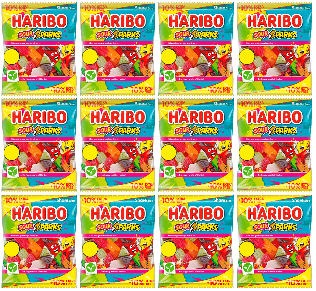 12 x Haribo Sour Sparks (10% Extra Free) - 154GM